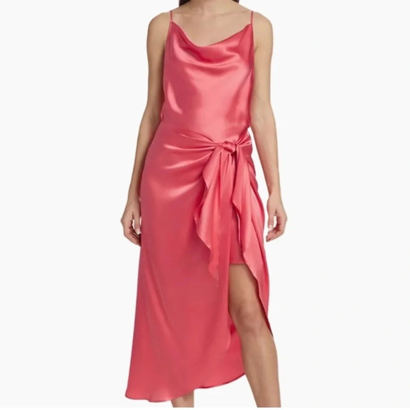 NWOT L’AGENCE Rose Sarong Silk Cocktail Dress Size 2 - Picture 1 of 11